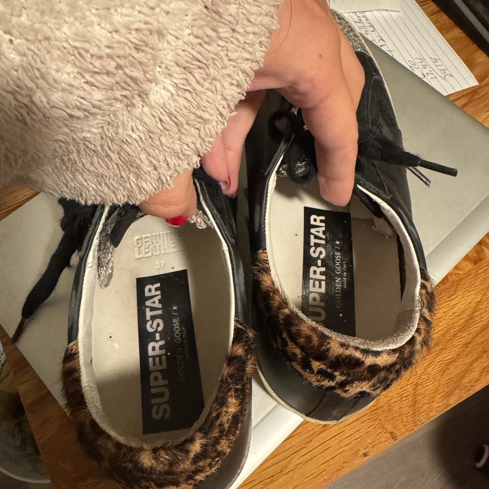 Golden Goose Black Sneakers with Silver Glitter and Leopard Accent - Picture 6 of 6